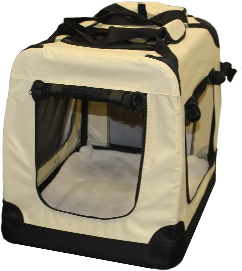 walexo Faltbare Hundebox Hundetransportbox Katzentransportbox Katzenbox (BEIGE, M) Beige M, Beige M
