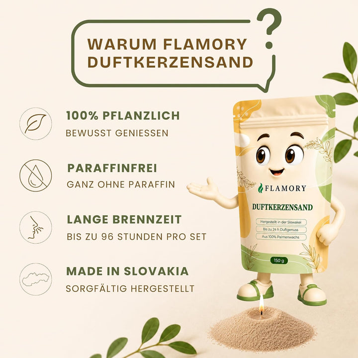 Kerzensand mit Duft Wellness Set 4x150g – [Vanille/Kokos/Lavendel/Sandelholz] – 12 Dochte inklusive