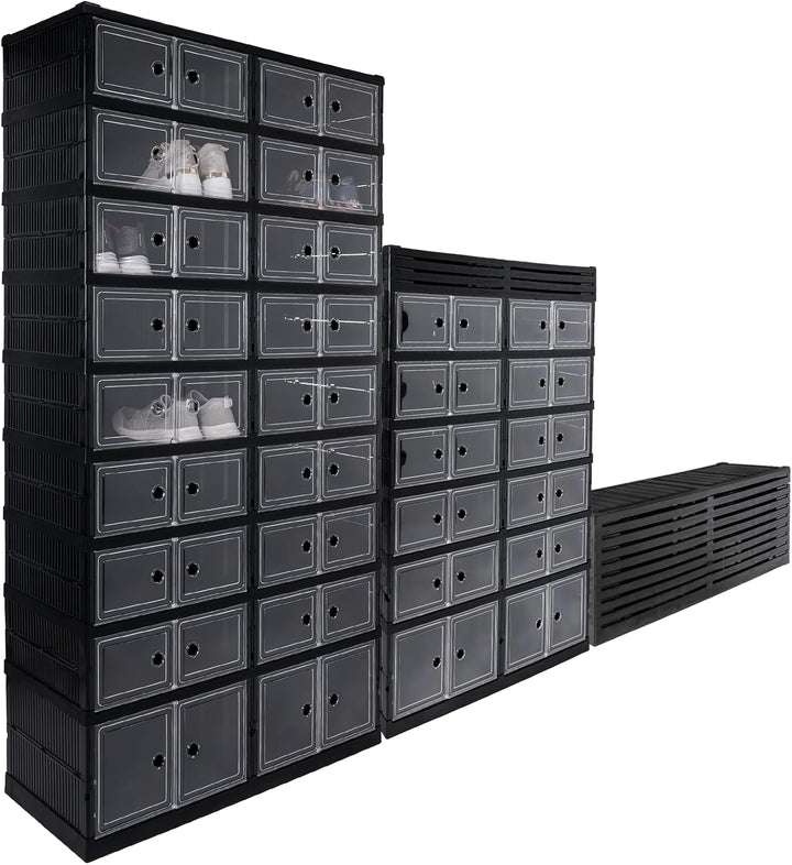 Verda Schuhschrank, Schuhregal und Schuh Organizer aus Kunststoff mit magnetischer Tür, 9 Reihen, fa