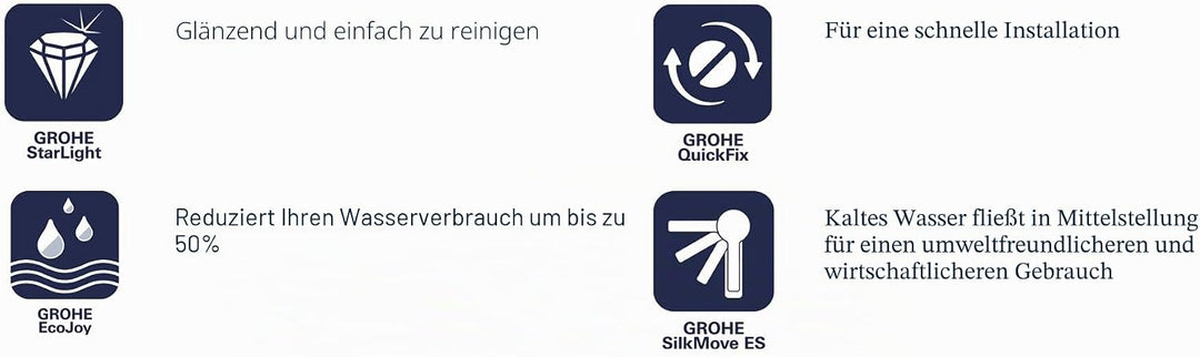 GROHE Eurosmart | Badarmatur - Waschtischarmatur | mit Zugstange, M-Size | 2339310E, Chrom M mit Zug