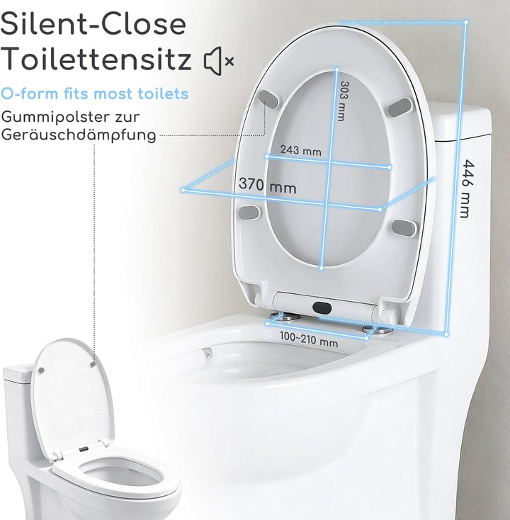 Toilettendeckel mit Absenkautomatik, O Form WC Sitz Deckel mit Quick-Release Funktion zur leichten R