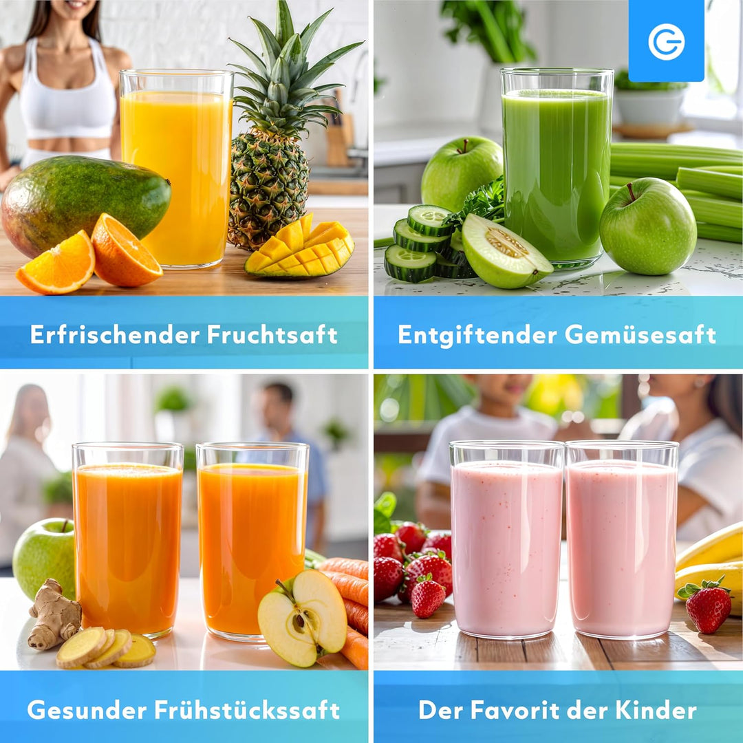 Silvergear® Entsafter | für Obst- und Gemüsesäfte | Saftpresse Elektrisch Leistungsstarker Motor mit
