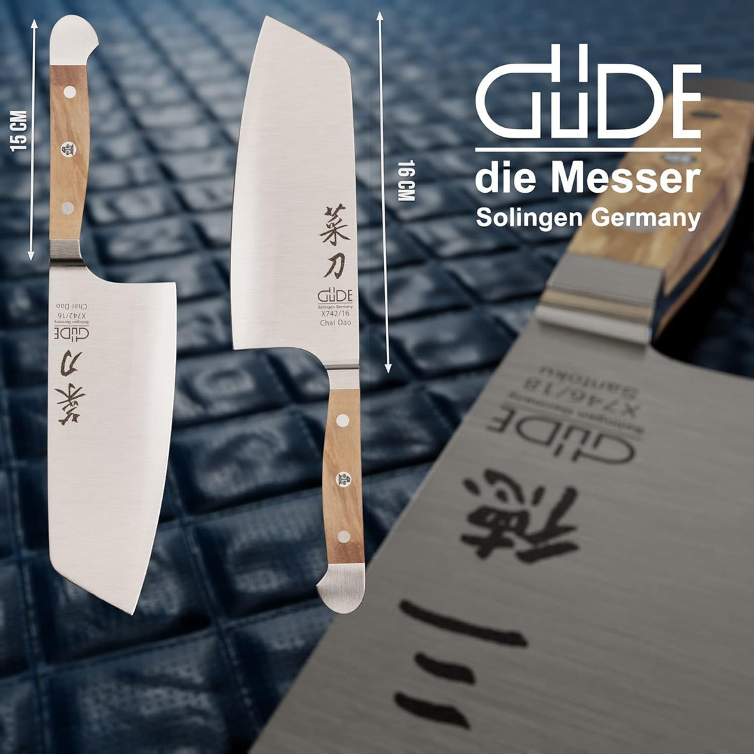 Güde Solingen - Chai Dao M, China Kochmesser geschmiedet, 16 cm, Olivenholz, ALPHA OLIVE, Doppelkrop