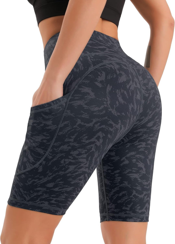 Persit Damen Kurze Leggings, Blickdicht Radlerhose mit Taschen XS Grau Seidenband, XS Grau Seidenban