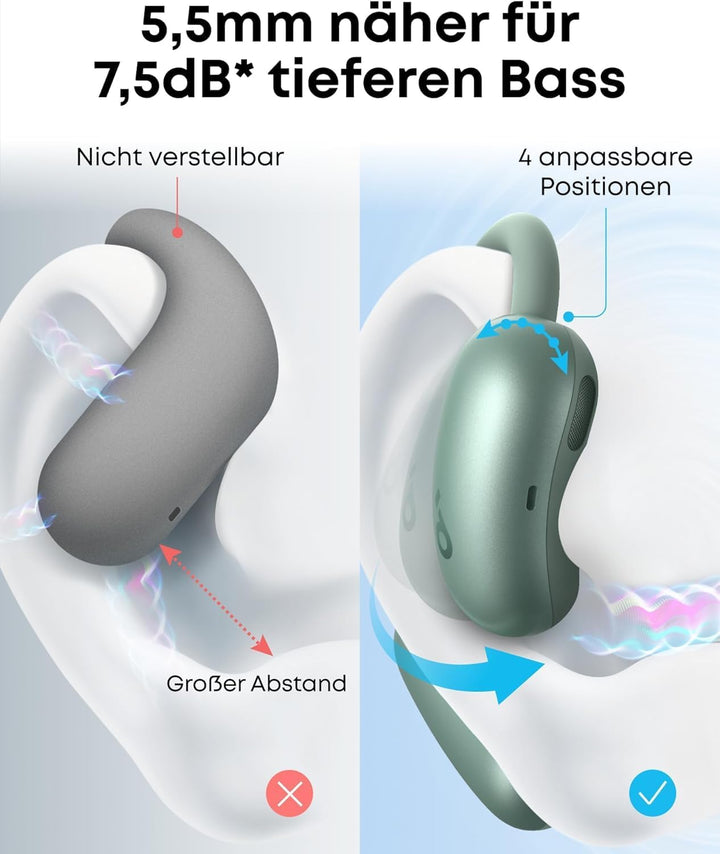 soundcore Anker AeroFit 2 Open Ear Headphones, Adjustable Ear Hooks, Firm Hold, Deep Bass, Hi-Res Wi