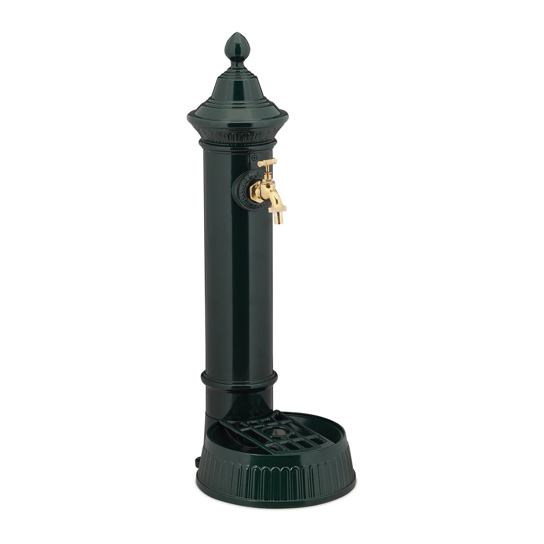 Relaxdays Standbrunnen Antik, mit Wasserhahn & Becken, HBT 72 x 26 x 31 cm, Wasserzapfsäule Garten,