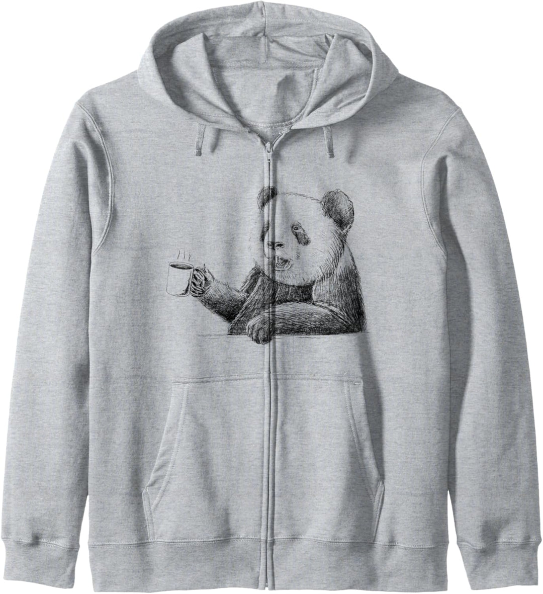 Panda Trinkkaffee Handgezeichneter Kapuzenjacke