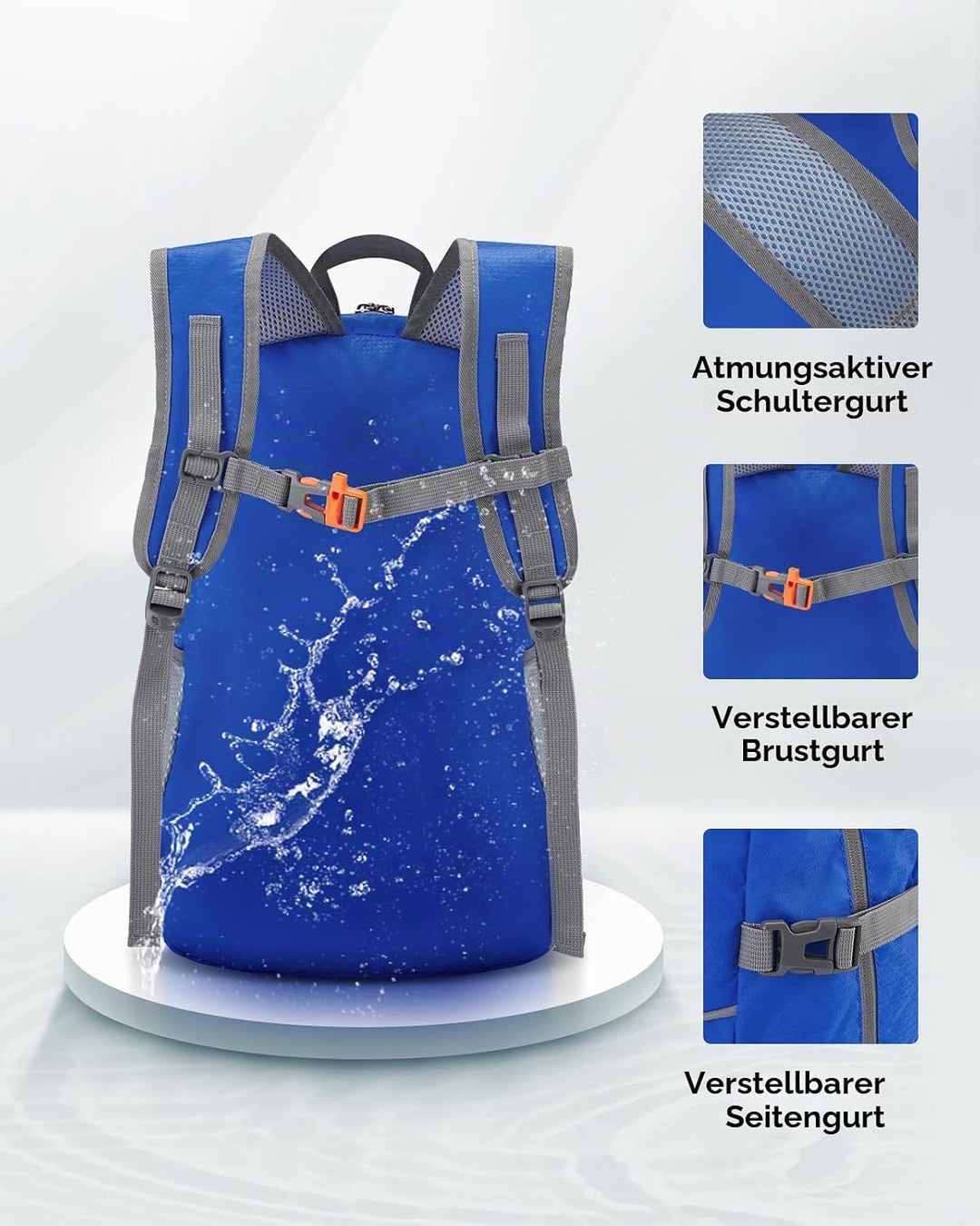 WATERFLY Faltbarer Rucksack Ultraleicht Wanderrucksack: 25L Leichter Tagesrucksack Sportlich Packabl