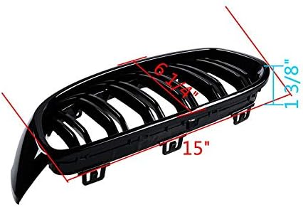 PAISEN Kühlergrill für BMW 4er F32,Zubehör Sport Frontgrill，Glanz Schwarz Doppelsteg Sport Kühlergri