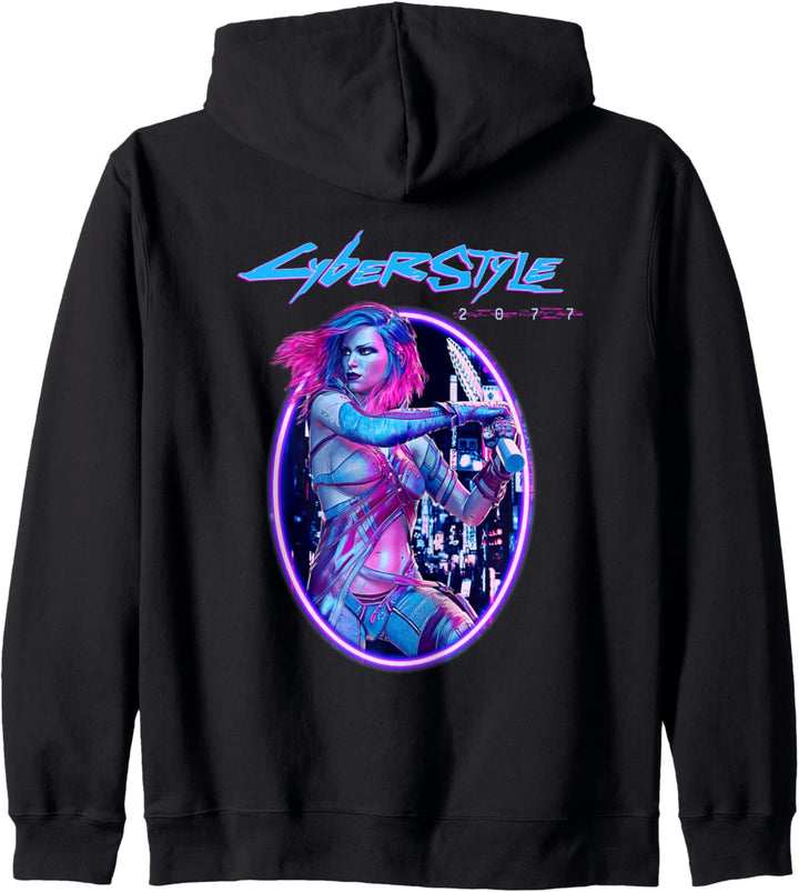 Cyborg Frau Cyberstyle 2077 Cyberpunker Kapuzenjacke