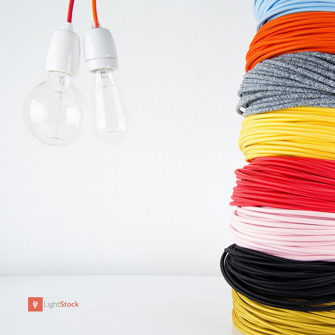 Textilkabel für Lampe, Stoffkabel 3-adrig (3x0,75mm²), Gold - 50 Meter 50 Meter Rolle Gold, 50 Meter