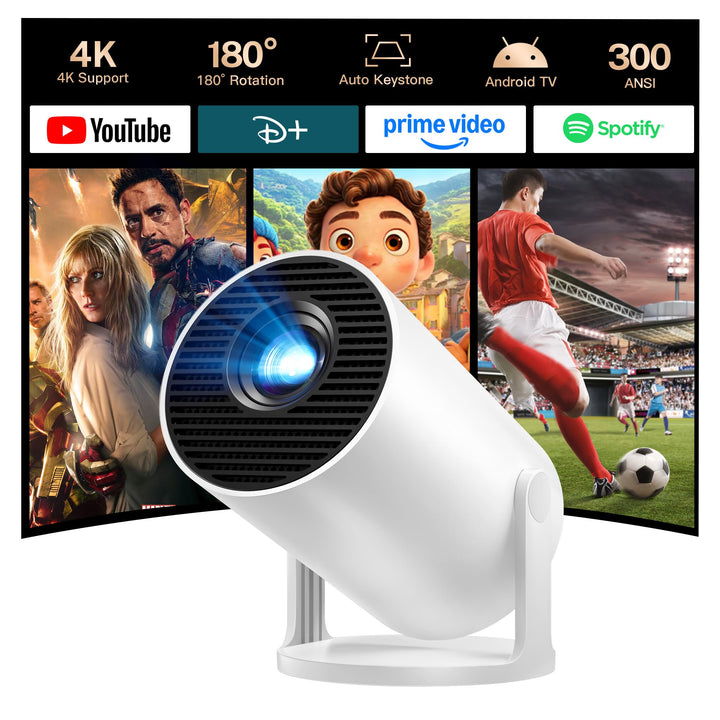 Mini Beamer 4k Heimkino Unterstützt Android 14, LYNCAST Mini projektor Tragbarer Projektor mit Bluet