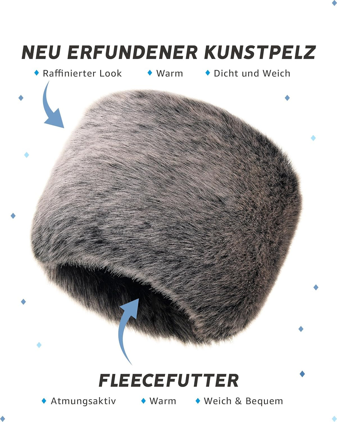 Futrzane Siberian Kosakenmütze - Pelzmütze Damen - Fell Pelz Russische Mütze XS Grau Siberian, XS Gr