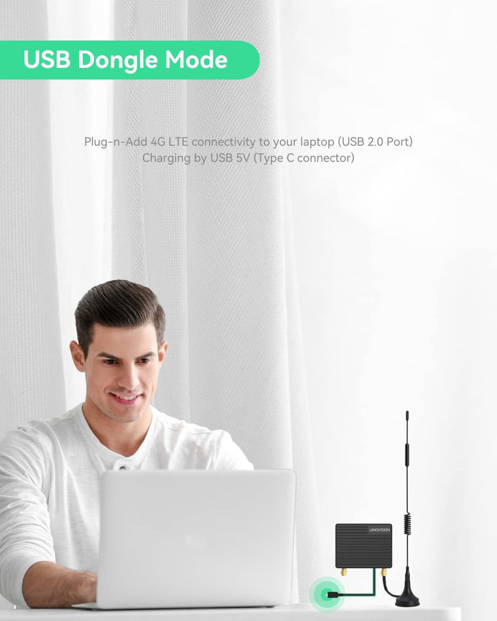 LINOVISION Mini Industrial 4G LTE Router mit geringem Stromverbrauch, GPS, RS232/RS485, DI/DO, USB-D