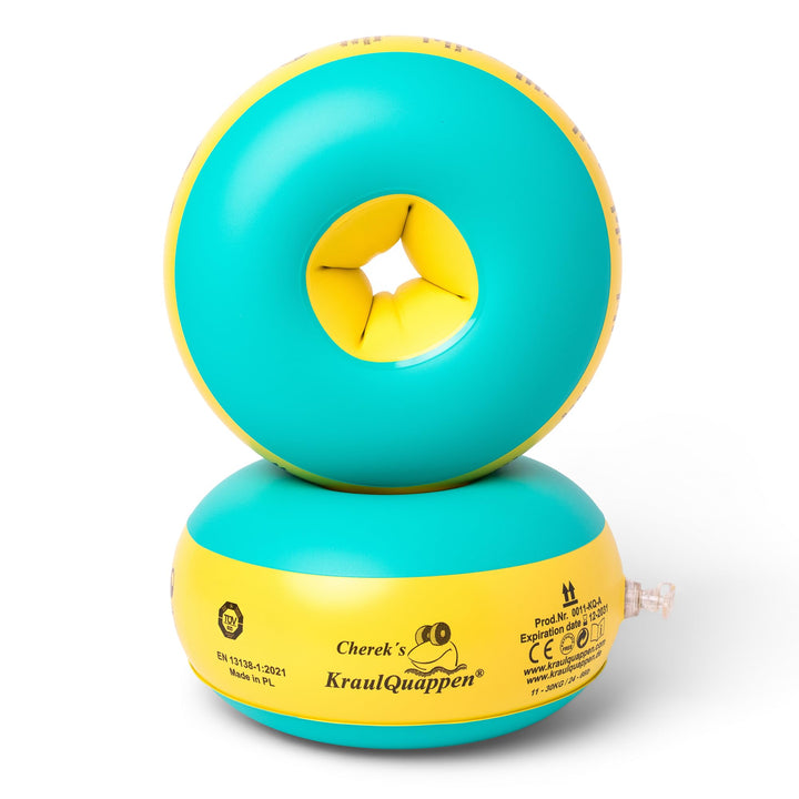 Cherek´s KraulQuappen® für Anfänger grün/gelb Schwimmflügel für Kinder Babys ab dem 8 Monat bis 30kg