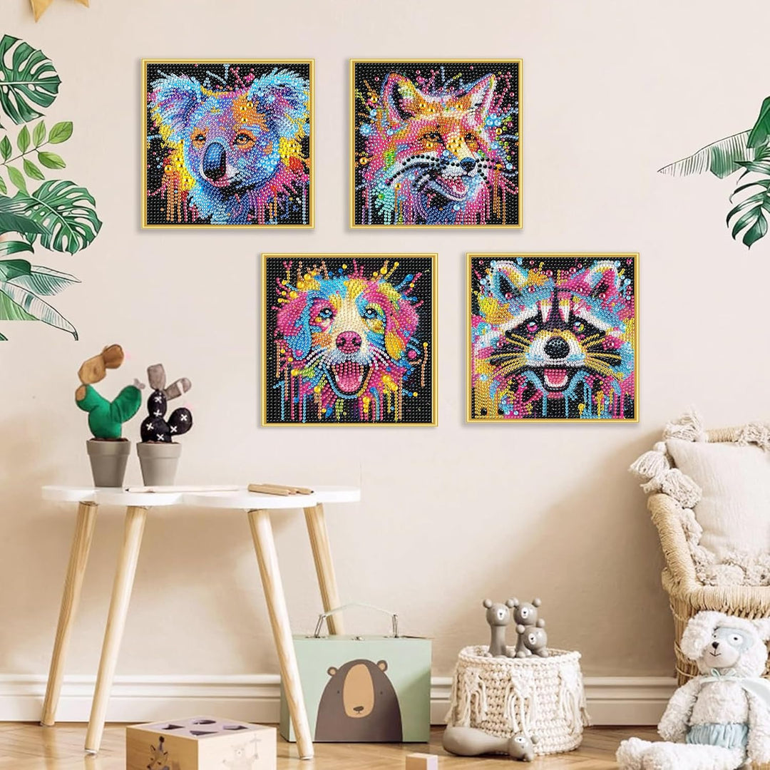 Yunruily 6er Set Diamond Painting Kinder - Funny Tiere Diamant Painting Kinder,Diamond Painting Kind