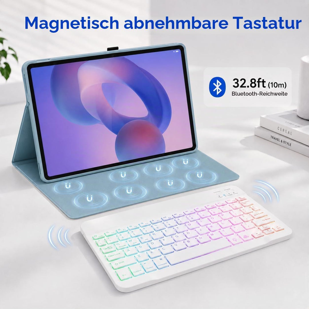 Tastatur Hülle für Lenovo Tab P11 (TB-J606) / P11 Plus 11 Zoll 2021 (TB-J616F/TB-J607), QWERTZ Deuts
