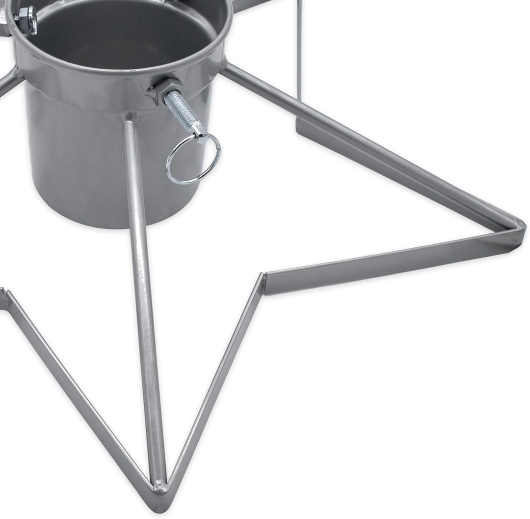 Spetebo Stern Weihnachtsbaum Ständer aus Metall Silber - 49 cm - Christbaum Tannenbaum Halter mit Wa