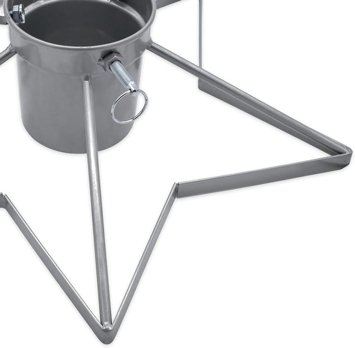 Spetebo Stern Weihnachtsbaum Ständer aus Metall Silber - 49 cm - Christbaum Tannenbaum Halter mit Wa