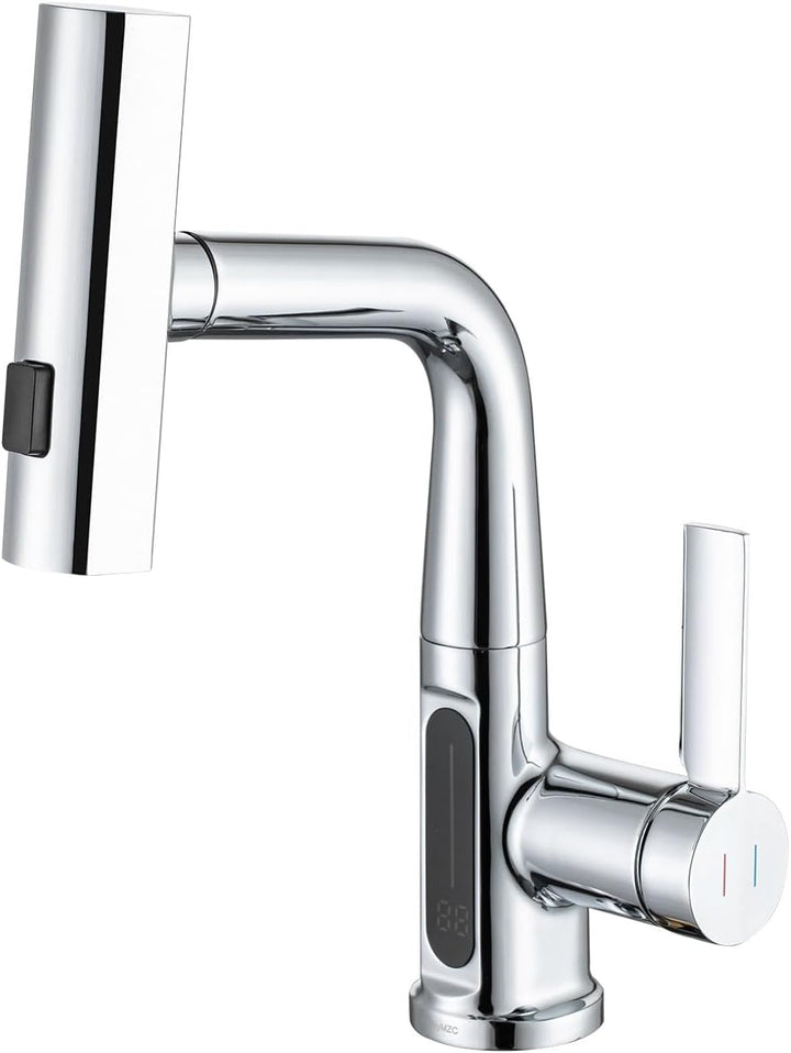 Wasserhahn Bad 360°Schwenkbar LakeBayMZC Spültischarmatur LED Temperaturanzeige,Aufsatzwaschbecken m