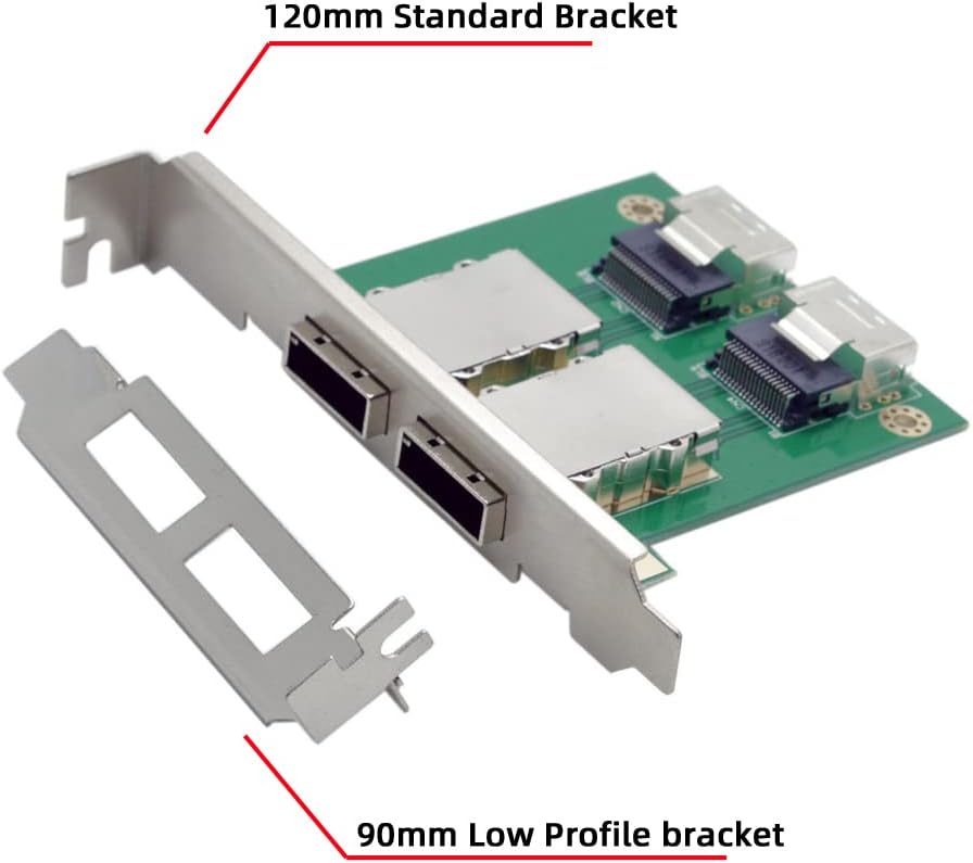 CY Mini SAS SFF-8088 auf SAS 36Pin SFF-8087 PCBA Buchse Adapter Dual Ports mit PCI-Halterung Green A