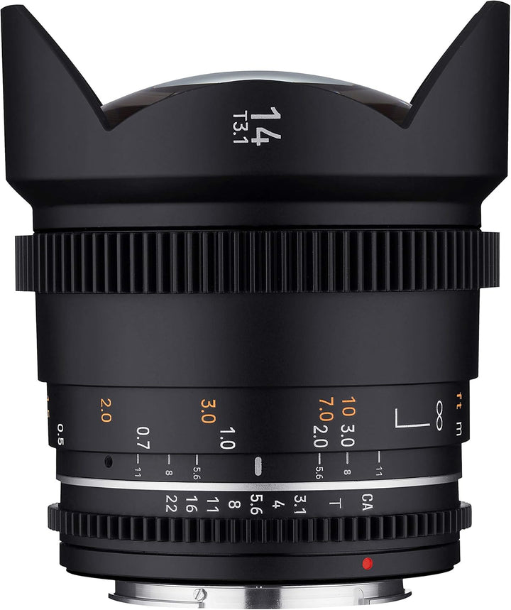 Samyang MF 14mm T3,1 VDSLR MK2 Canon EF – lichtstarkes T3,1 Ultraweitwinkel Cine- und Video Objektiv