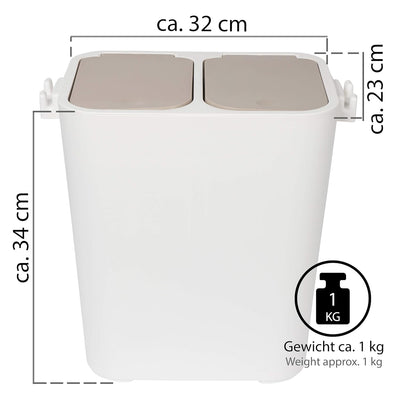 ONVAYA® Mülltrennsystem Ben | Mülltrennung mit mehreren Fächern | Mülleimer in creme-weiss | Abfalle