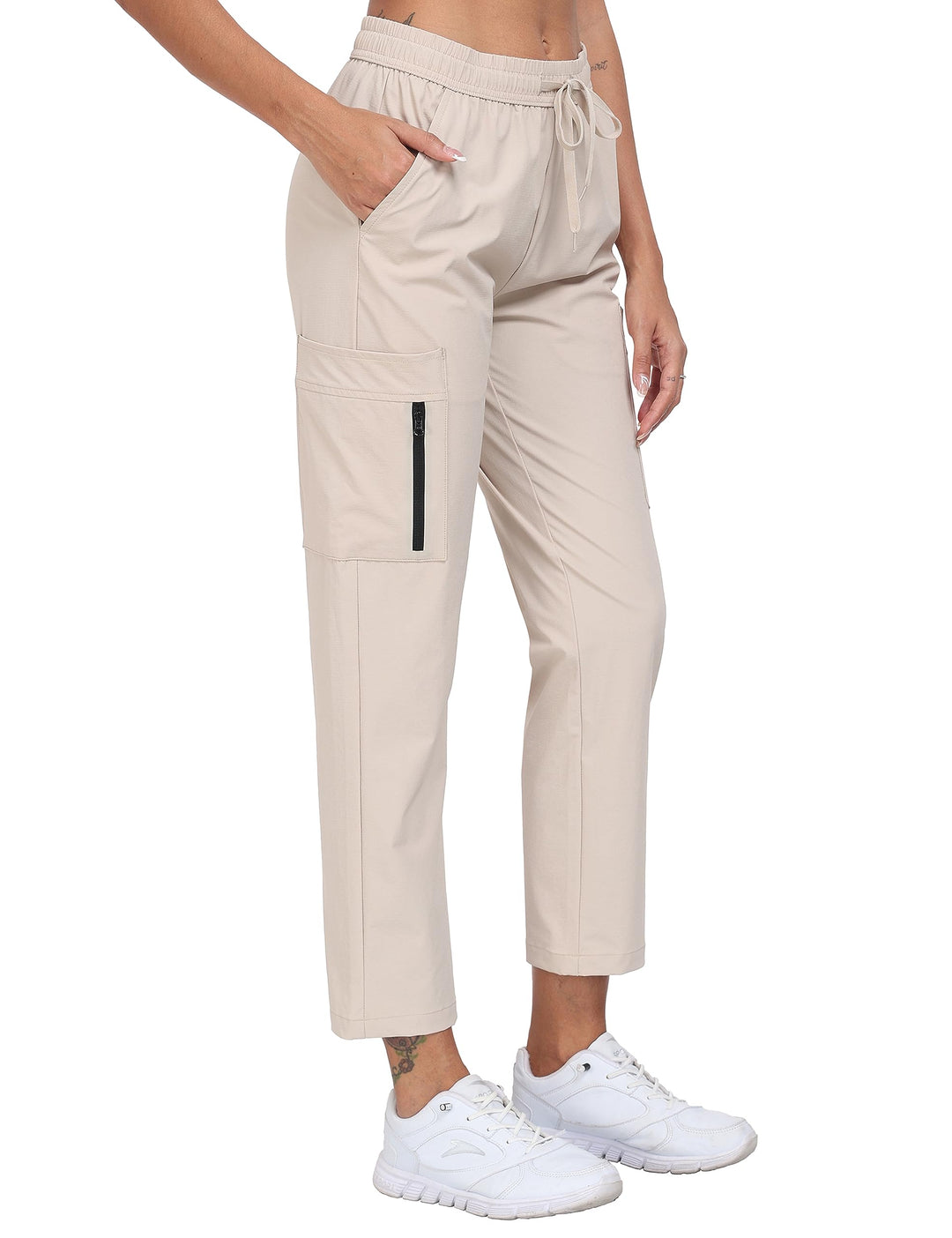 MoFiz Damen Cargohose Leichte Wanderhose Atmungsaktiv Trekkinghose Workout Casual Outdoorhose L Hell