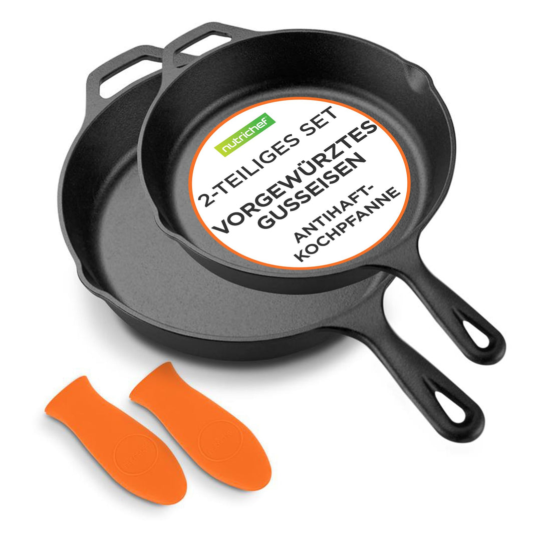 NutriChef Pfannenset- 2-Teilig, Bratpfanne- 32cm+27cm, Pan- Antihaftbeschichtet, Induktionspfanne- m