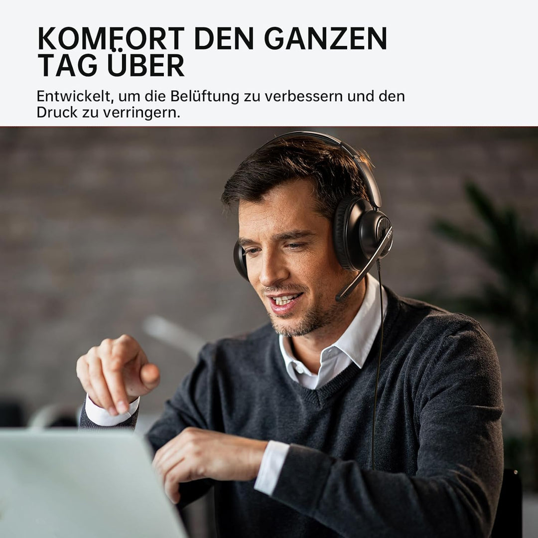 EKSA H8 PC Headset mit Mikrofon, Stereo USB Headset mit Kabel, Headset mit Geräuschunterdrückung, US