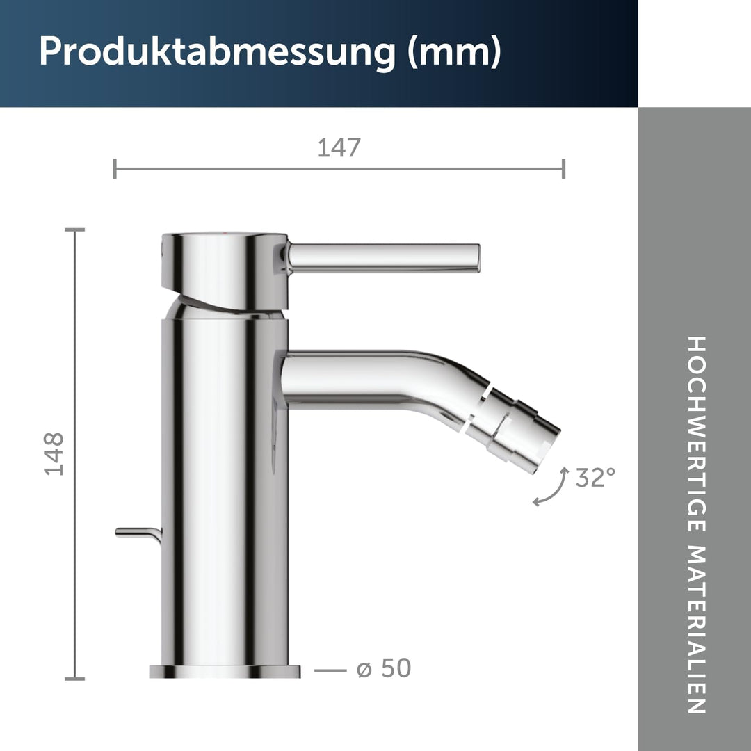Ideal Standard BC197AA Ceraline Bidetarmatur mit Zugknopf-Ablaufgarnitur