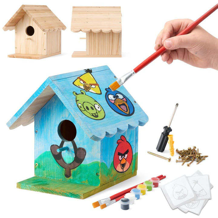 Angry Birds X WildYard DIY Vogelhaus-Bausatz – Holz-Nistkasten zum Bemalen & Bauen, Zedernholz Vogel