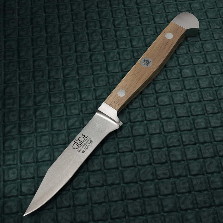 GÜDE Solingen - Gemüsemesser geschmiedet, 8 cm, Walnussholz, ALPHA WALNUSS, Doppelkropf, Handmade Ge