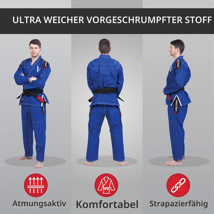 Vector Brazilian Jiu Jitsu (BJJ) Gi Kimono, vorgeschrumpft, geringes Gewicht, in Pearl-Weave gewebt,