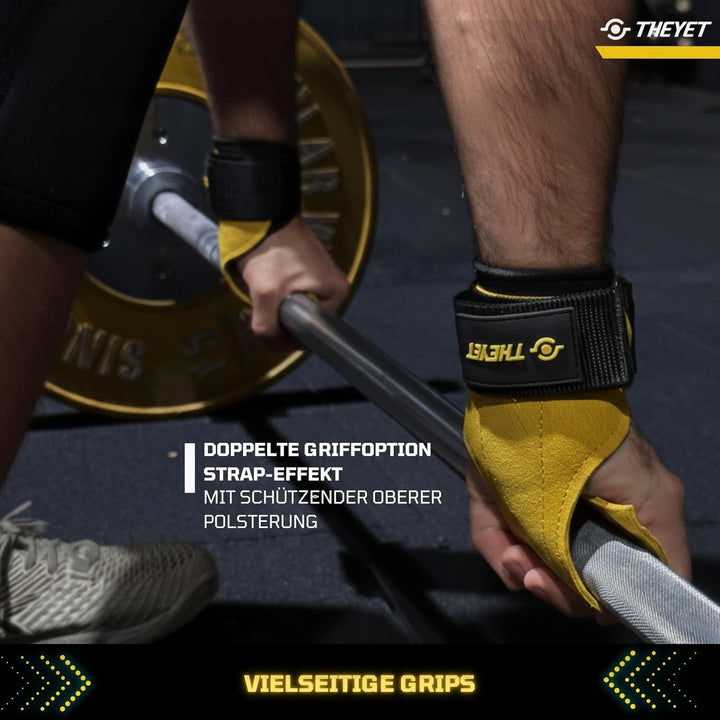 Theyet Crossfit Grips | Fitness Handschuhe Herren und Damen | Lifting Straps mit Handgelenkstütze |