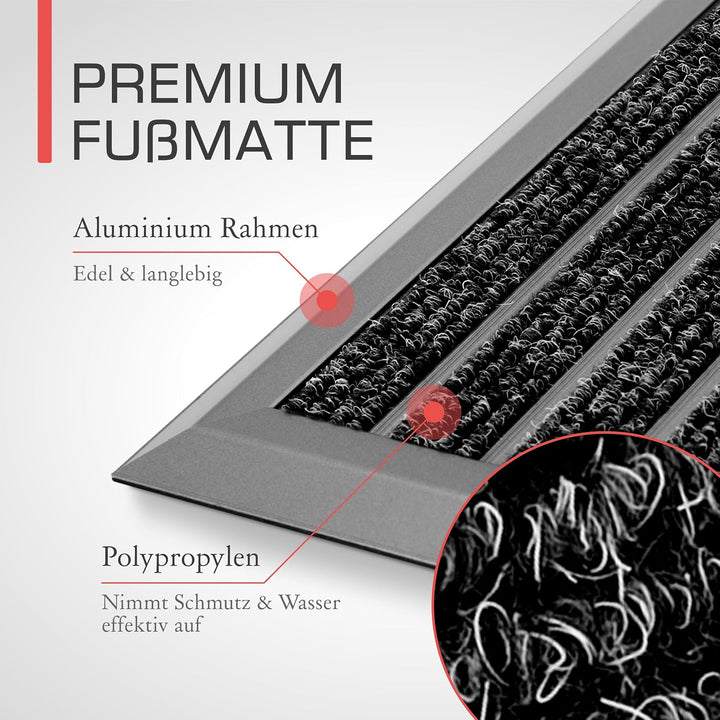 bomoe Fussmatte Aussen rutschfest Rostfrei Fussabtreter Aussenbereich | 50x80cm Blau Grau Outdoor-Fu