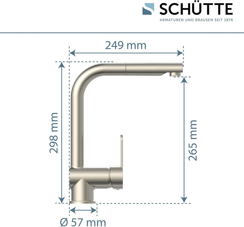 SCHÜTTE LONDON Küchenarmatur mit ausziehbarer Geschirrbrause, 360 Grad schwenkbarer Wasserhahn für d