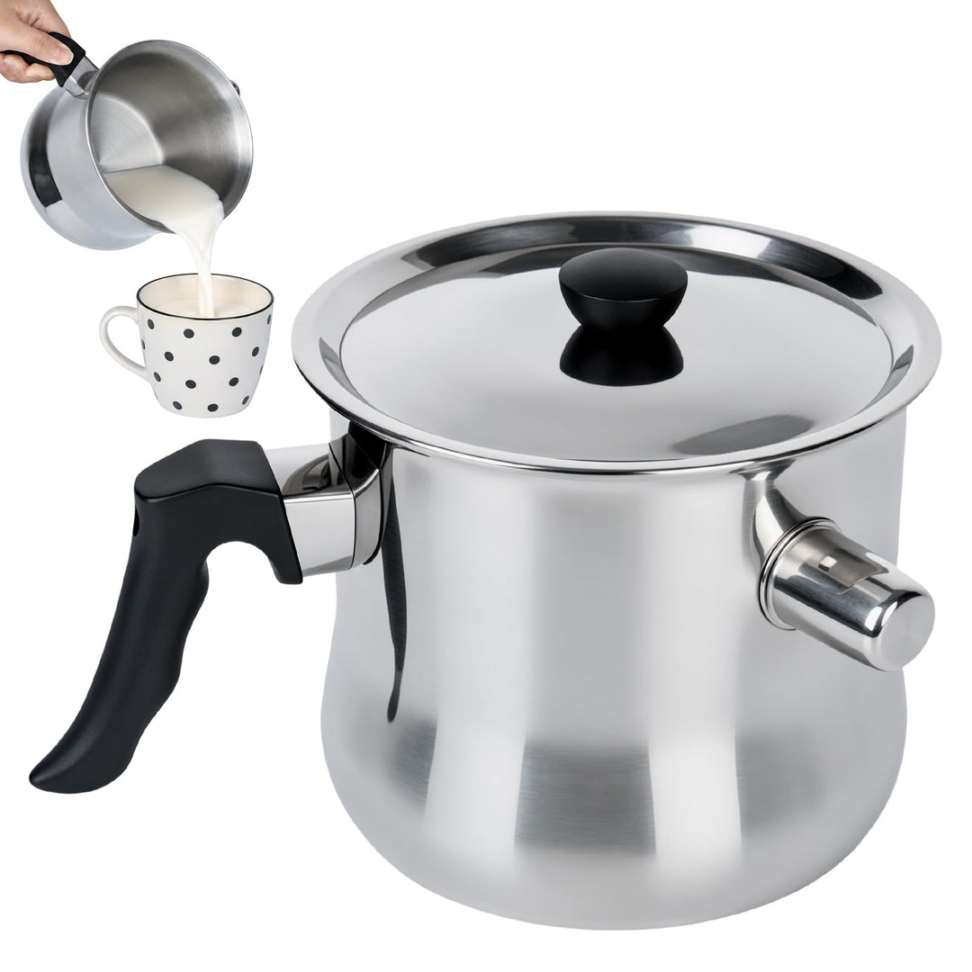 Milchtopf mit Deckel,Edelstahl Milchtopf Induktion,Milchtopf Doppelwandig | 1.5L Simmertopf, Milchko
