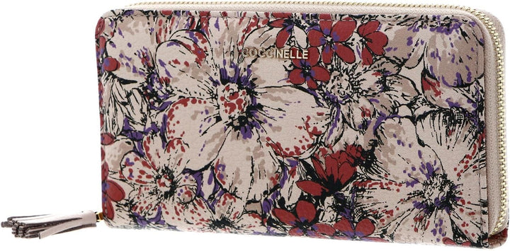 Coccinelle Tassel Flower Print Zip Around Wallet MUL. Crea. P/Cr. P