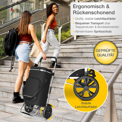 maxVitalis Einkaufstrolley klappbar, Einkaufswagen mit Kühlfach, 3in1 Trolley, Sackkarre & Umhängeta