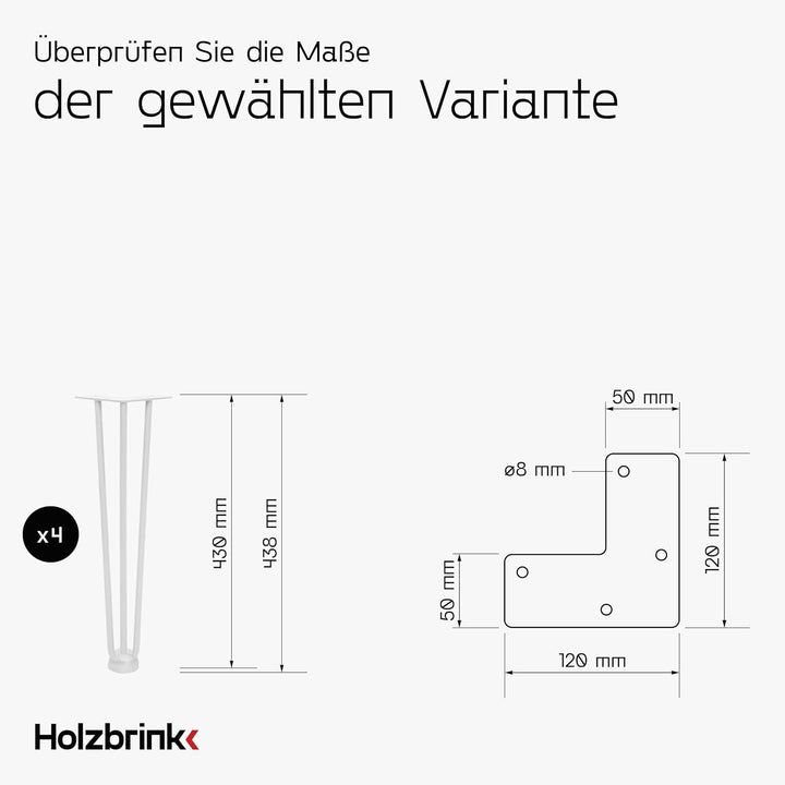 HOLZBRINK - Tischbeine aus Metall | Möbelfüsse | Schreibtischbeine | Metallfüsse | Perfekt für Zu Ha