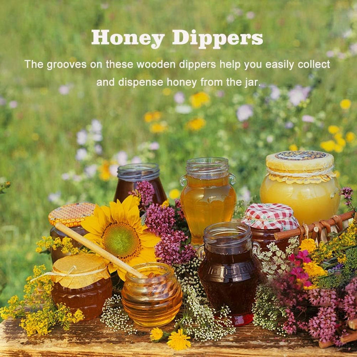 Fdit 50 Pcs/Satz Haushalt Holz Tragbare Mini Marmelade Honig Dipper Jar Dispensing Sammeln Rührstab