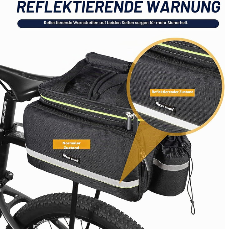 UBORSE 3in1 Fahrradtasche für Gepäckträger 35L Wasserdicht Fahrrad Gepäckträgertasche Reflektierend