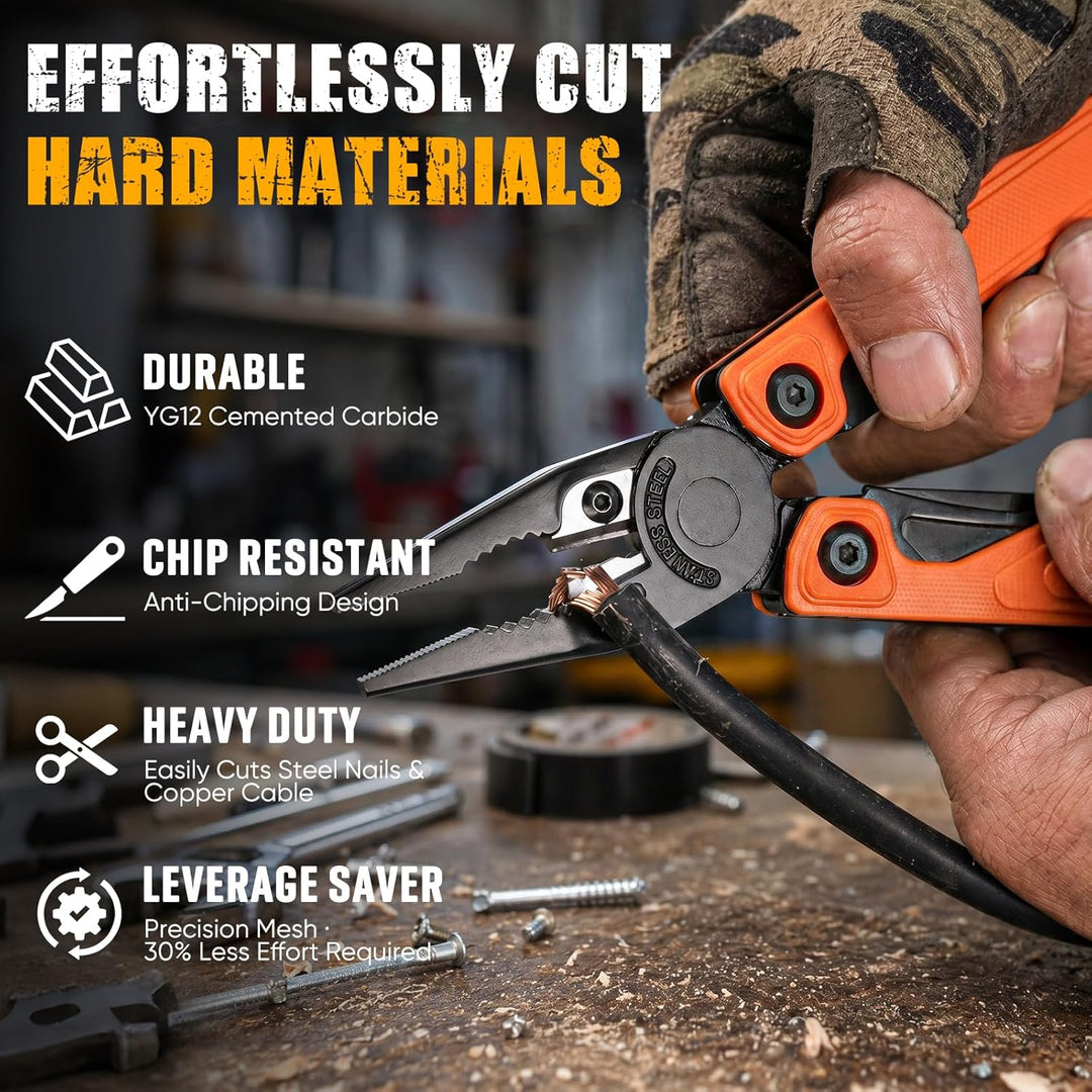 BIBURY 25-in-1 Multitool Multifunktionszange, YG12 Hartmetall-Schneide, G10-Griff, 3Cr13 Edelstahl,