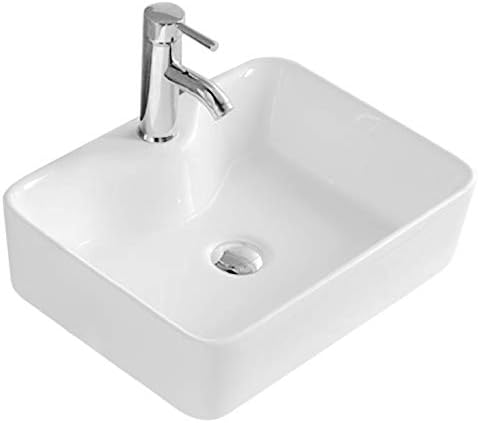 VBChome Waschbecken 49 x 38 Keramik Weiss FREISTEHENDES Waschtisch Handwaschbecken Aufsatz Waschscha