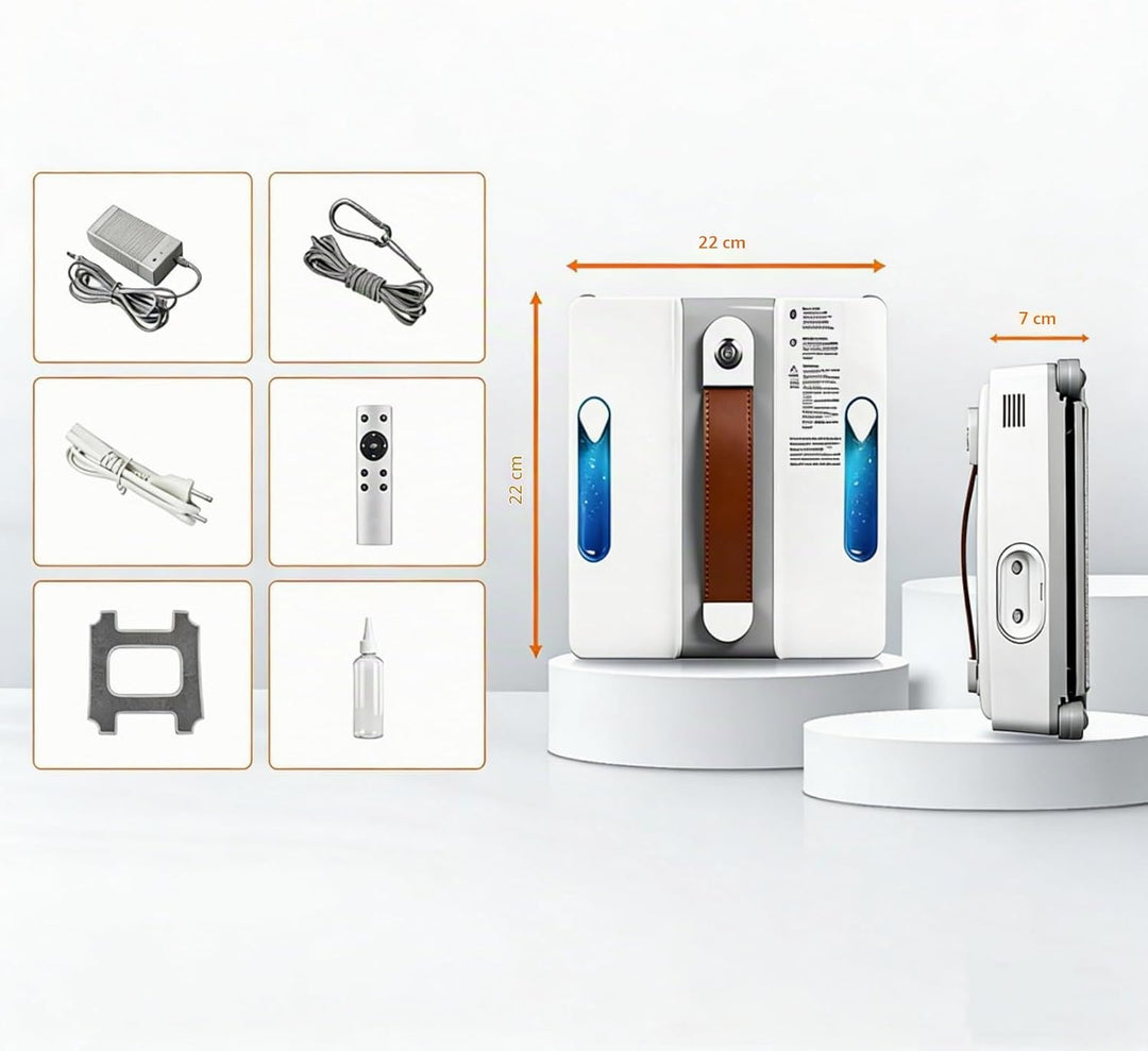 Mini Fensterputzroboter 4000PA, 3 Reinigungsmodi, Window Cleaning Robot Inklusive 4 Düsen und 5 Mete