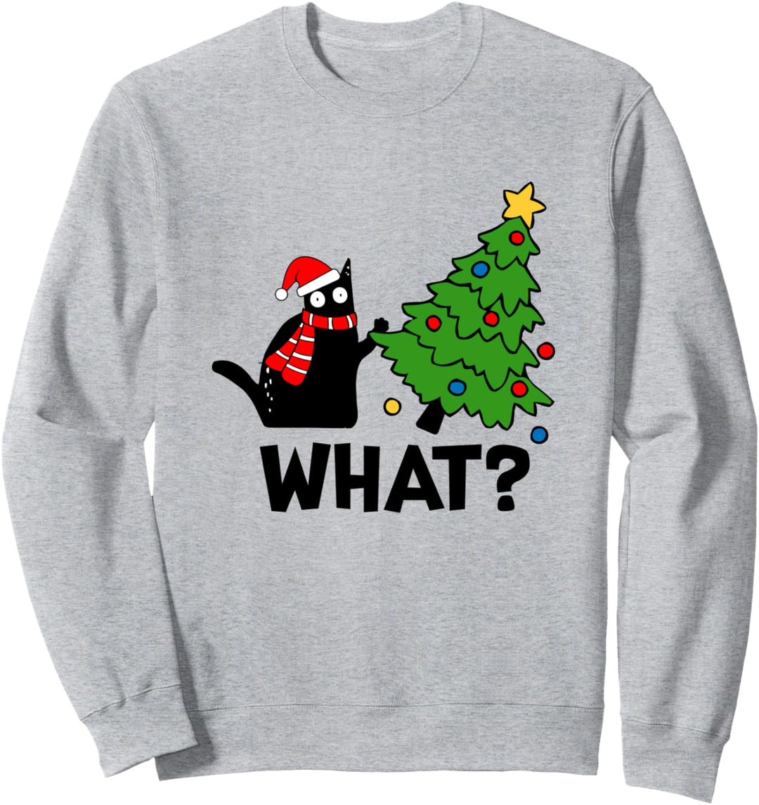 Katze Cat Weihnachten Weihnachtsbaum Black Cat What? Sweatshirt