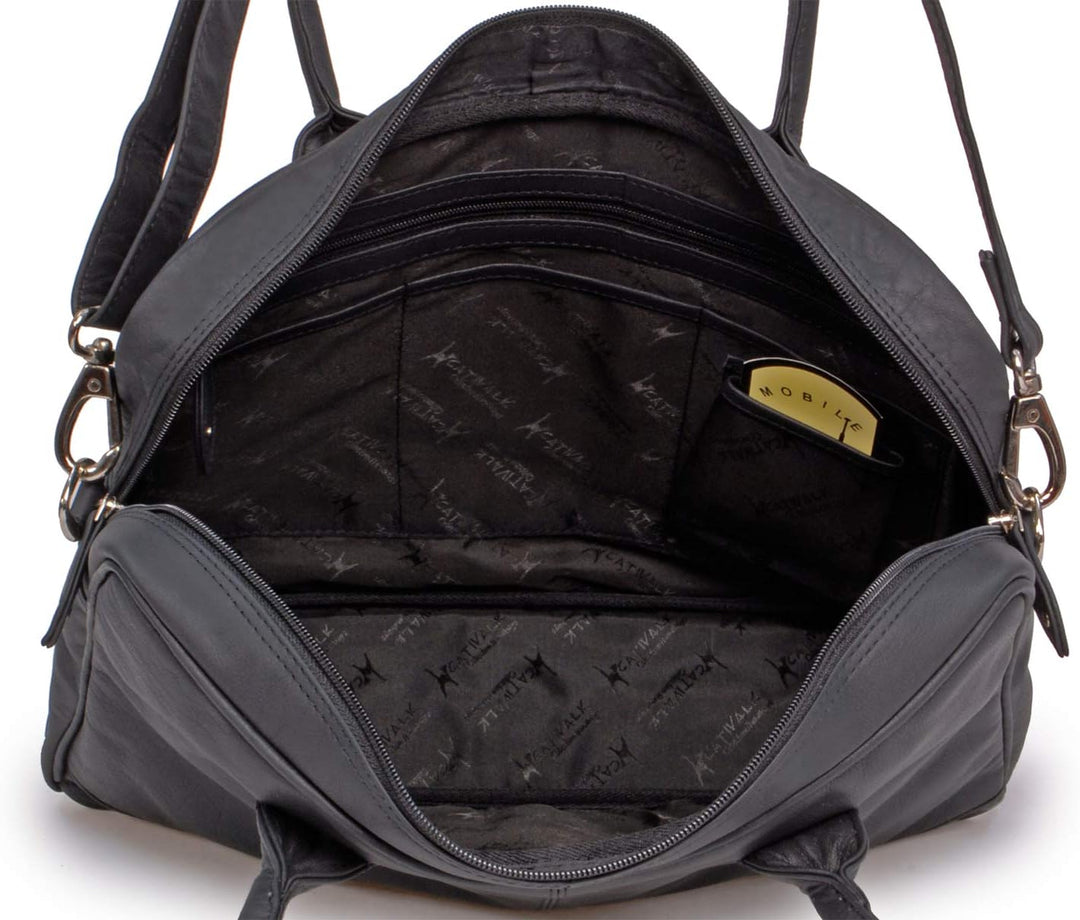 Catwalk Collection Handbags - Leder - Umhängetasche/Schultasche/Organizer/Arbeitstasche für Damen/Ar