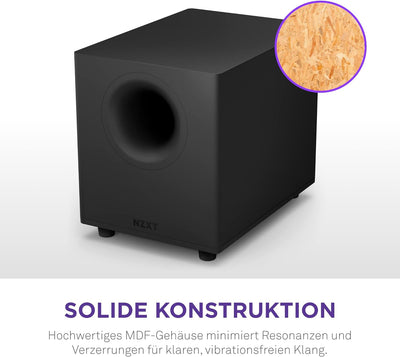 NZXT Relay PC-Gaming-Desktop-Subwoofer – AP-SUB80-EU - 140 Watt – Tiefer, kraftvoller Bass – Nach un