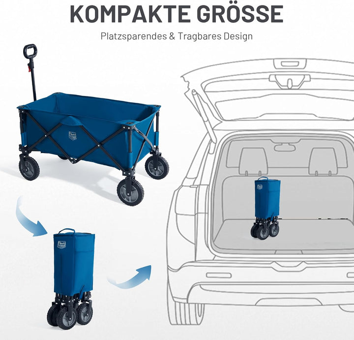 TIMBER RIDGE Bollerwagen Faltbar 200L Handwagen mit Seitentasche Getränkehalter verstellbarem Griff,